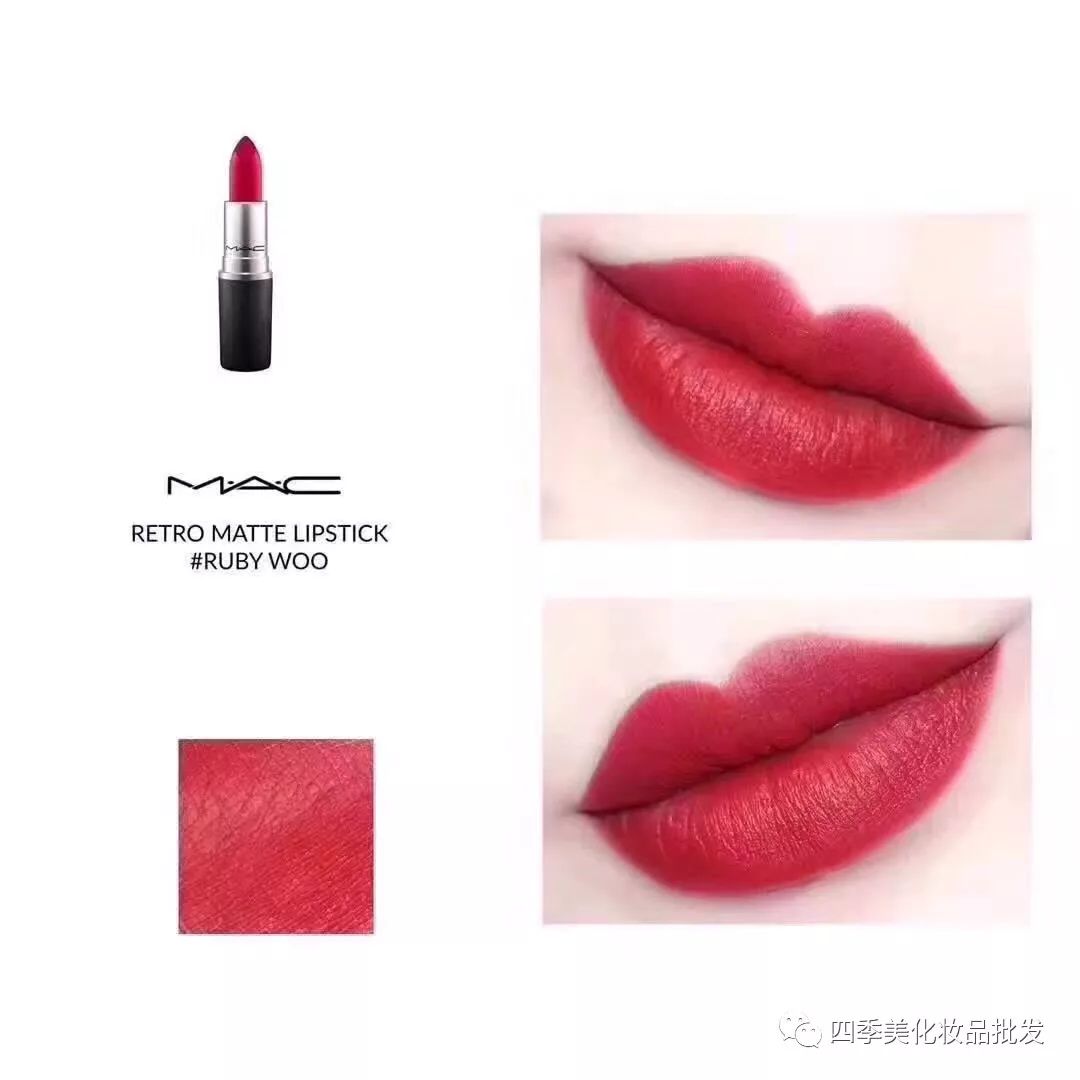 Mac ruby woo（哑光正红色）试色图