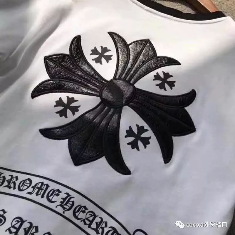 克罗心chrome hearts18新款男女后背贴皮刺绣纯棉情侣T恤短袖