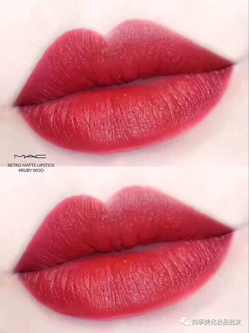 Mac ruby woo（哑光正红色）试色图