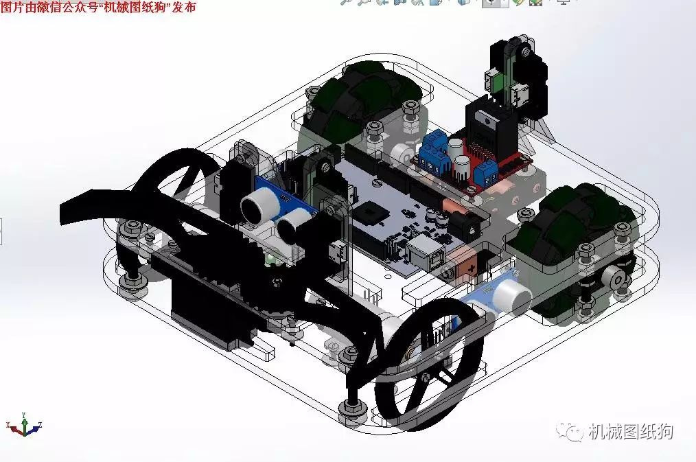 【机器人】Marvin万向轮机器人车(Arduino系统)结构三维建模图纸 SOLIDWORKS