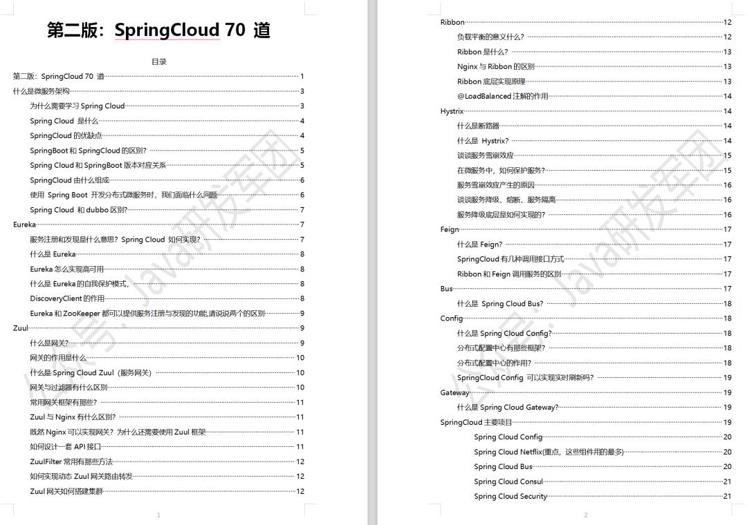 包含200 道 SpringCloud的面试题，我整理出来了啦