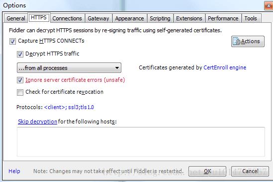 fiddler设置抓取https不提示下载证书解决办法