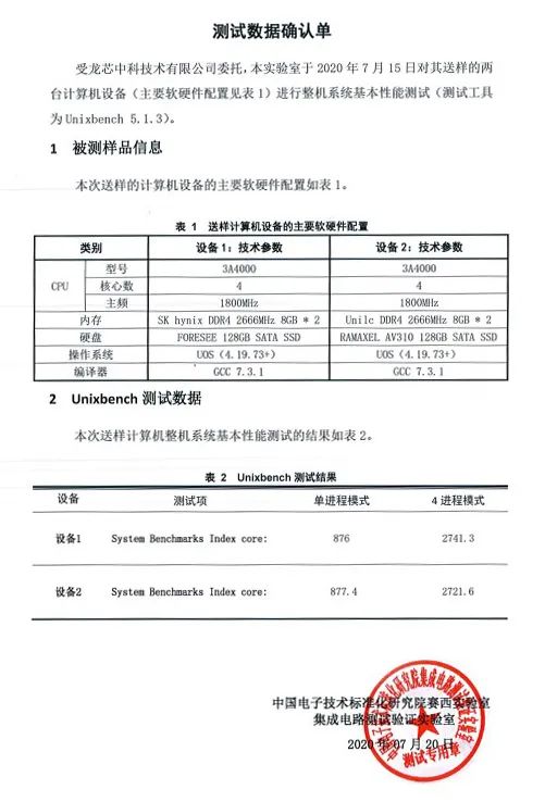 龙芯3A4000电脑Unixbench最新分值公布