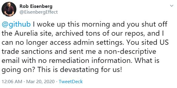 又来了？！GitHub以贸易制裁为理由接连封杀开源项目惹众怒，CEO亲自道歉