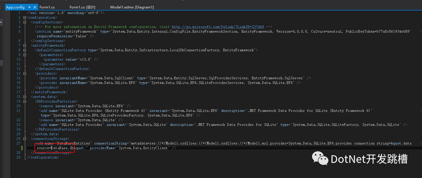 使用entity framework6 连接 SQLite 数据库