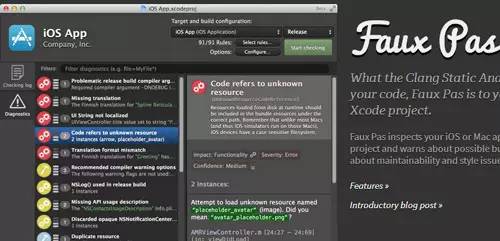 Xcode辅助工具Faux Pas：帮你找到各种隐形的bug
