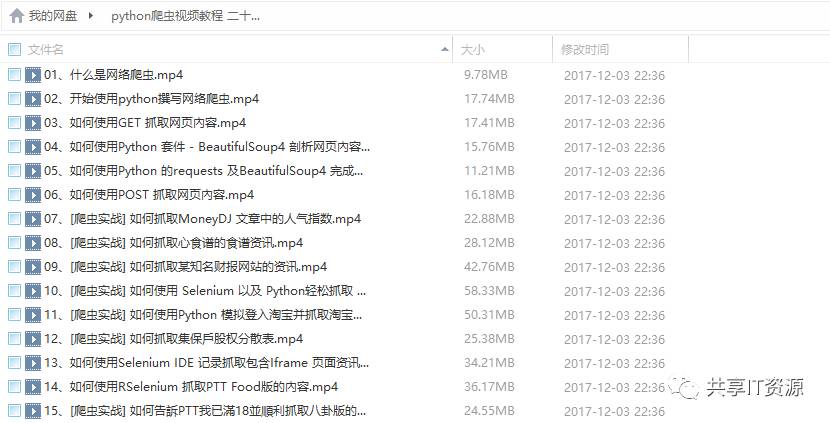 【资源篇】你一直想要的网络爬虫技术视频资料