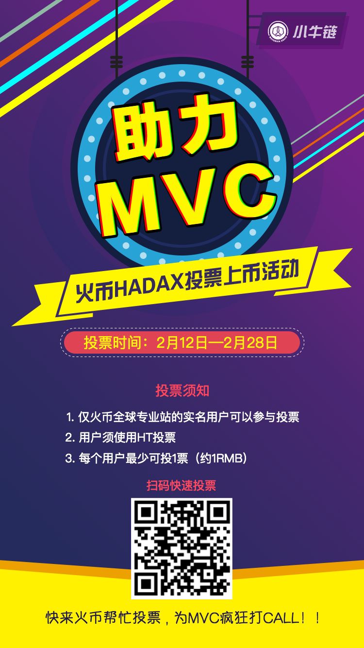 为 MVC 战斗！助力小牛链 MVC 登陆火币网 HADAX！