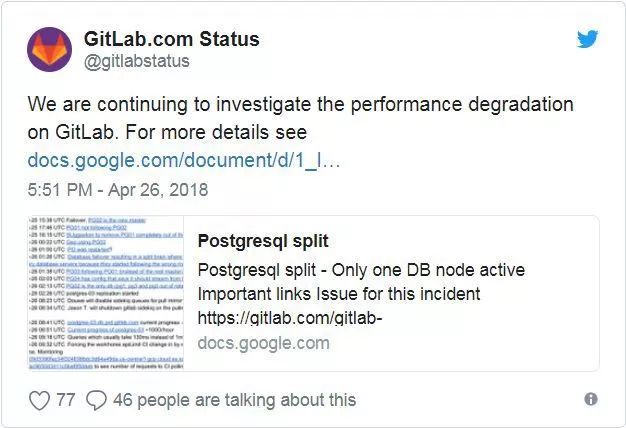 GitLab 触发“脑裂”问题，5 台 PostgreSQL 3 台彻底趴下