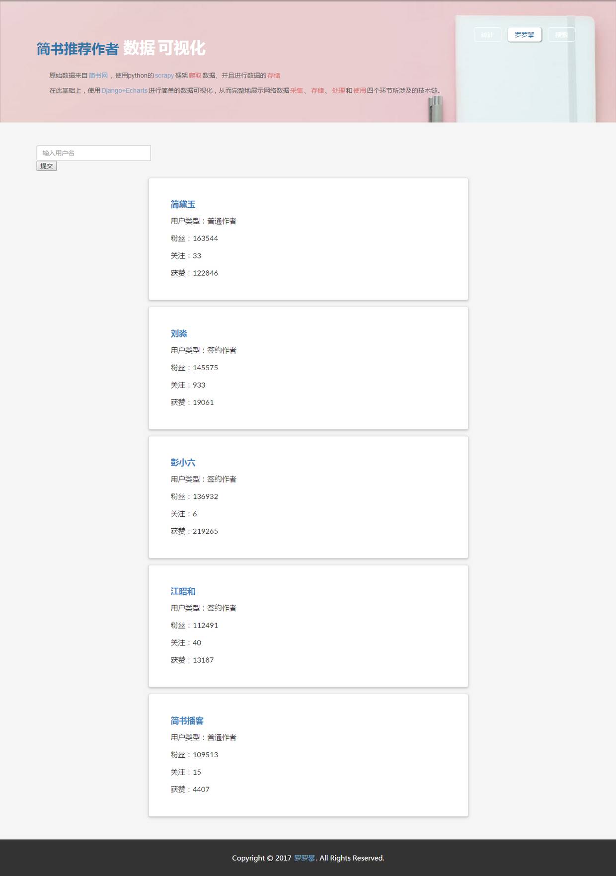 Django开发之简书推荐作者可视化