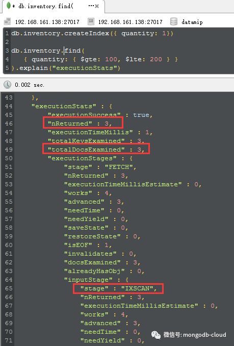 mongodb之使用explain和hint性能分析和优化