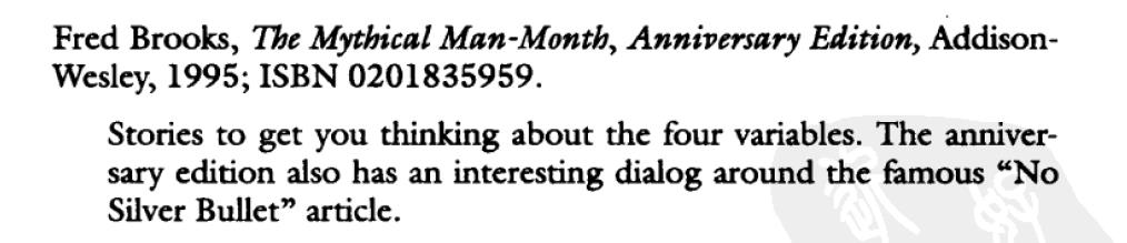 中文书籍中对《人月神话》的引用（十三）：Clojure编程、软件设计重构、软件领导……
