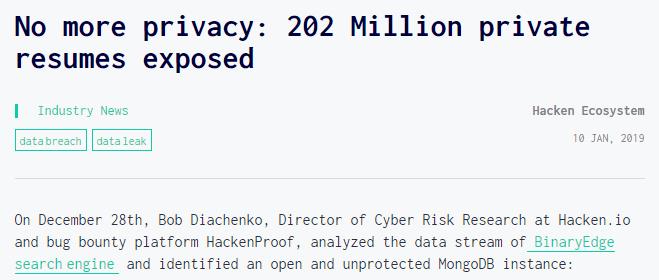 MongoDB 背锅、58 同城中枪，2 亿简历遭泄露竟祸起程序员爬虫？