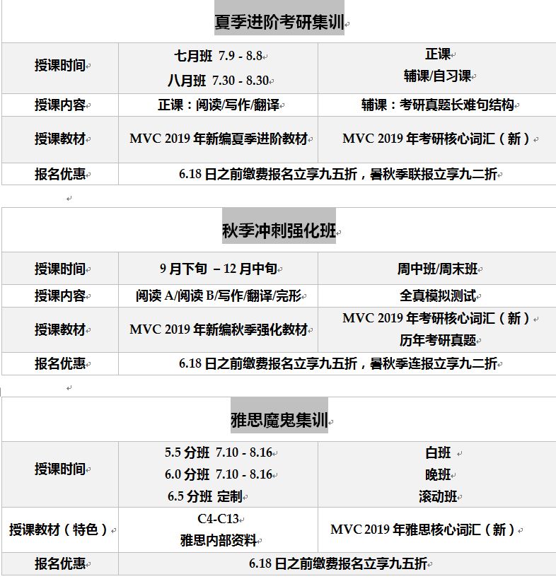 MVC |夏季开班通知 PICK ME