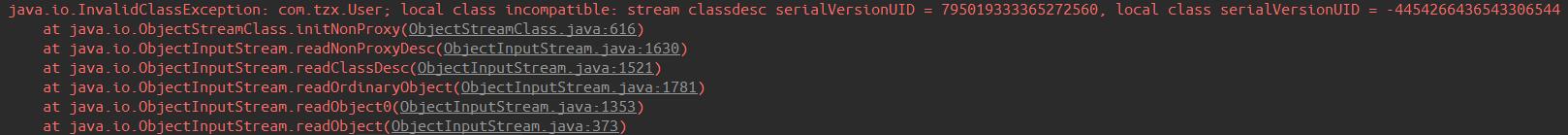 InvalidClassException
