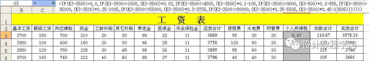 企业财务必懂之Excel函数计算个人所得税