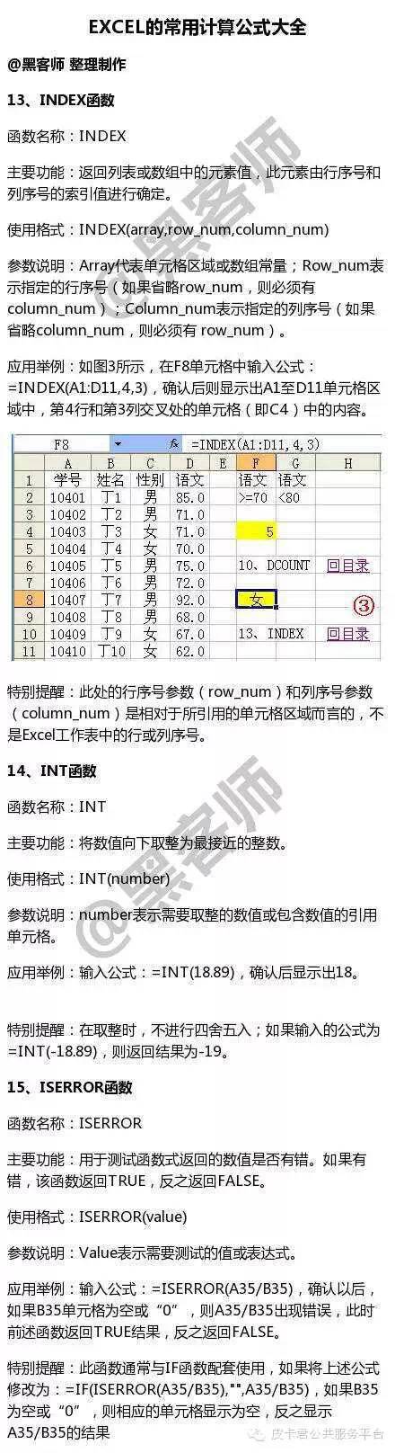 Excel实验数据处理最常用的函数计算公式大全