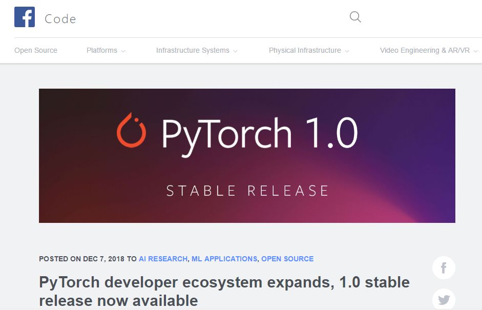 Pytorch 1.0正式版发布！TensorFlow王位不保？曾经Pytorch许诺的都实现了吗？