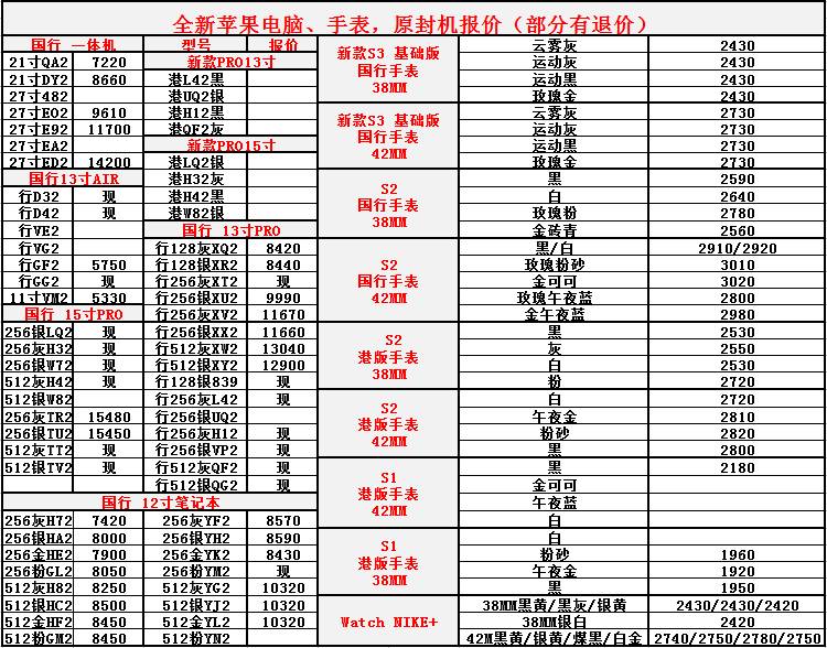 09月26日报价更新 | 全新苹果IPAD、电脑、手表