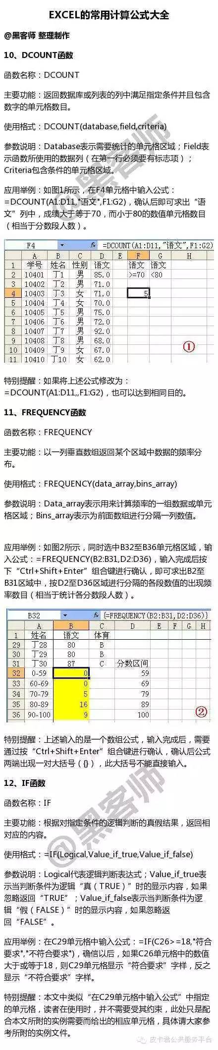 Excel实验数据处理最常用的函数计算公式大全