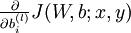 \\textstyle \\frac{\\partial}{\\partial b_{i}^{(l)}} J(W,b; x, y)