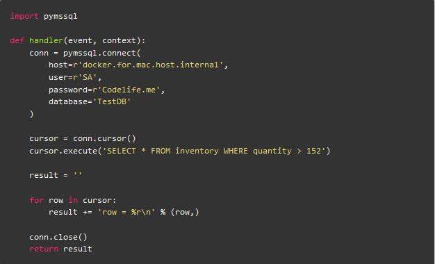 函数计算 Python 连接 SQL Server 小结