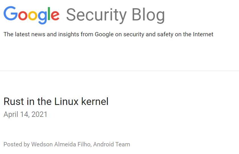 Rust引入Linux内核开发？Google：支持！