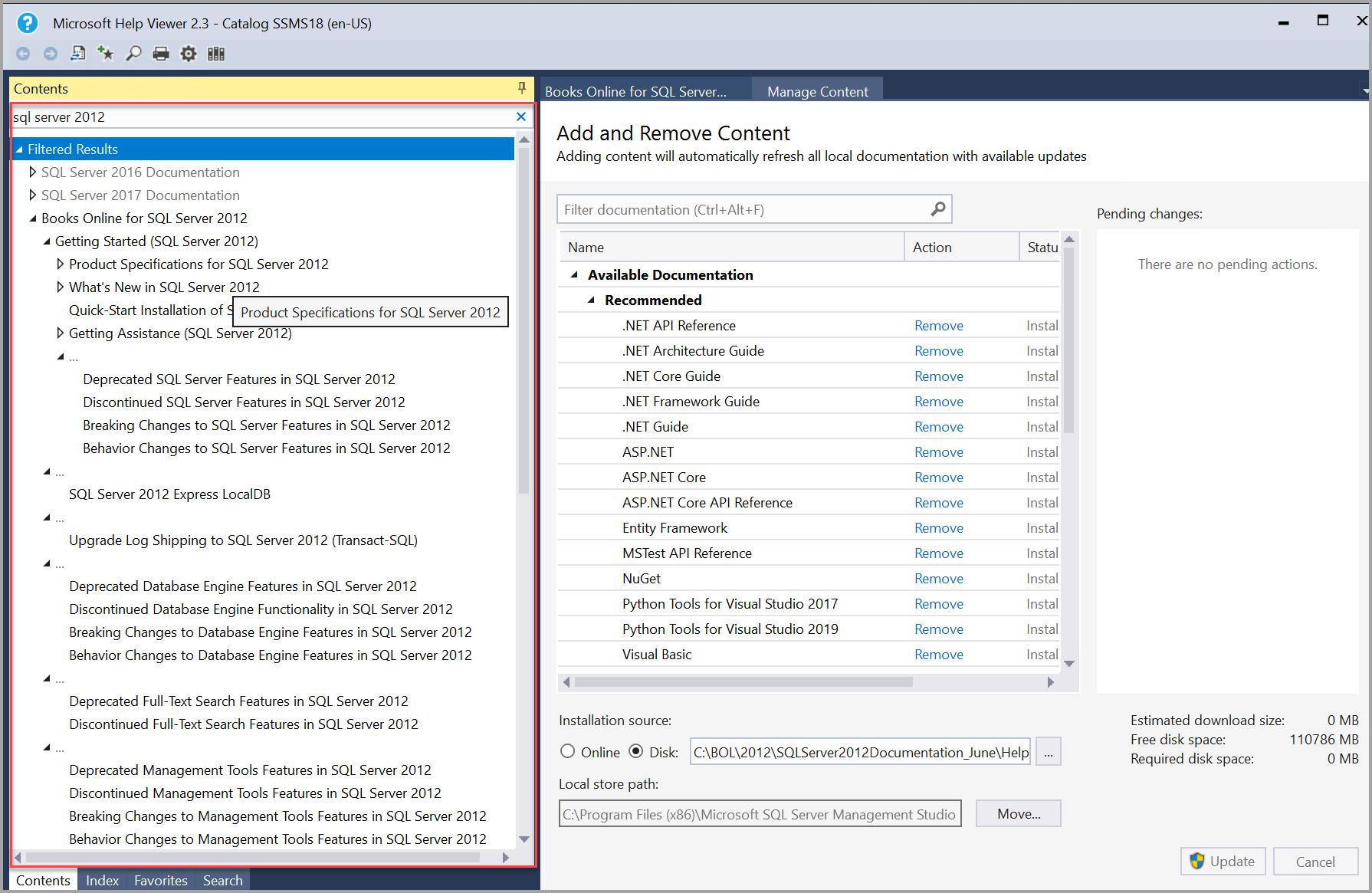 SQL Server 2012 文档已自动更新