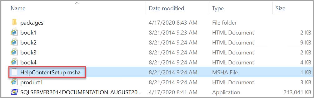 SQL Server 2014 帮助文档安装程序文件