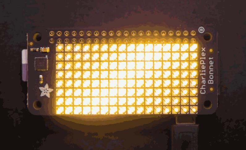 ▲ Adafruit 15x7 CharliePlex  **LED**  Matrix Display FeatherWings