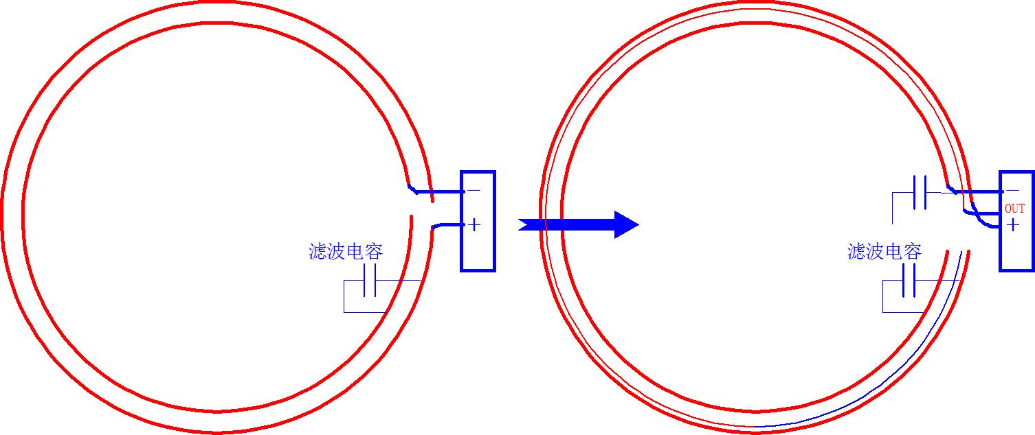 ▲ 无线充电线圈中的发光盘线路布置