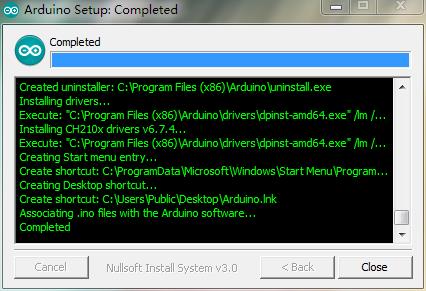▲ Arduino安装完毕