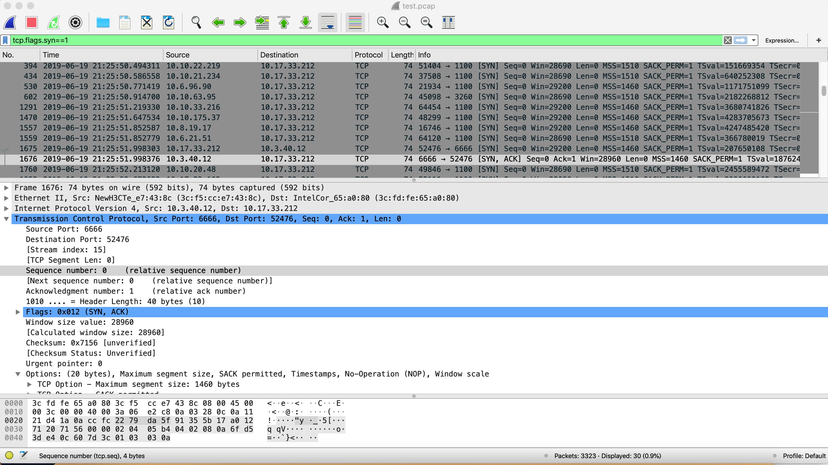 使用tcpdump和wireshark分析tcp流