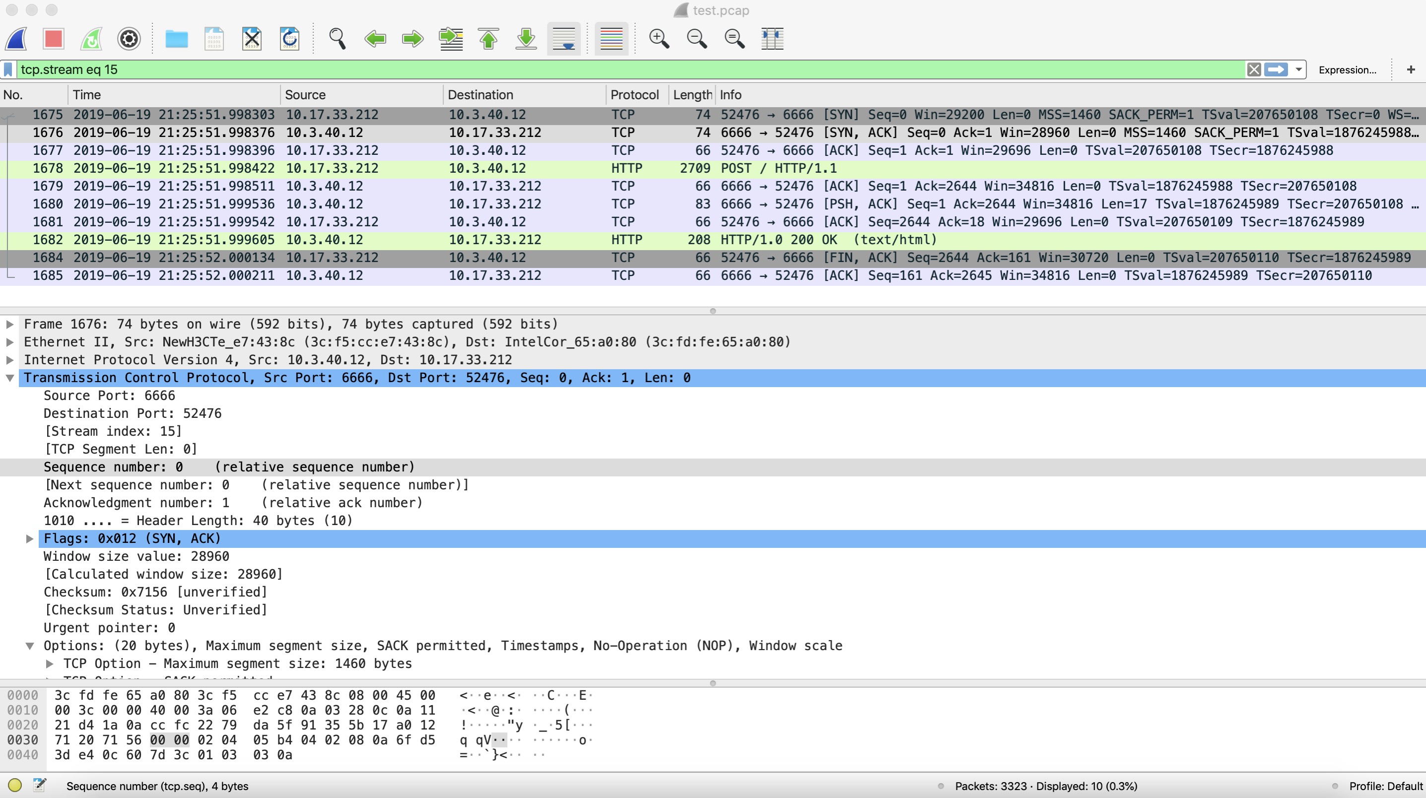 使用tcpdump和wireshark分析tcp流