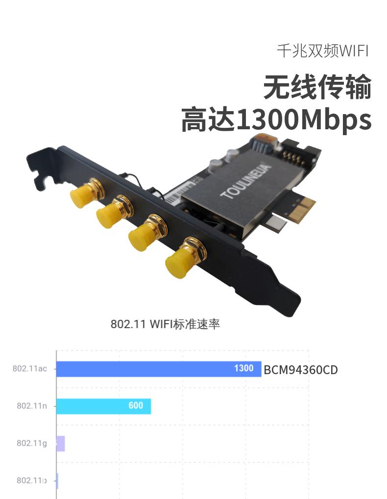 【小兵推荐】BCM94360CD PCI-E四天线黑苹果无线网卡