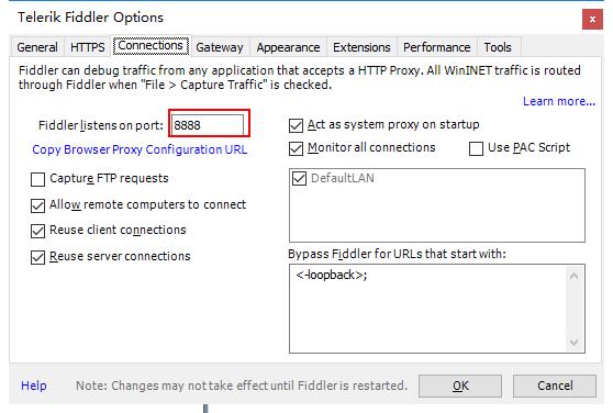 Fiddler 连接端口号设置