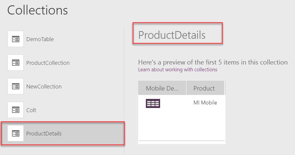 powerapps table function