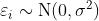 {\\varepsilon_i}\\sim{\\rm{N}}(0,{\\sigma^2})