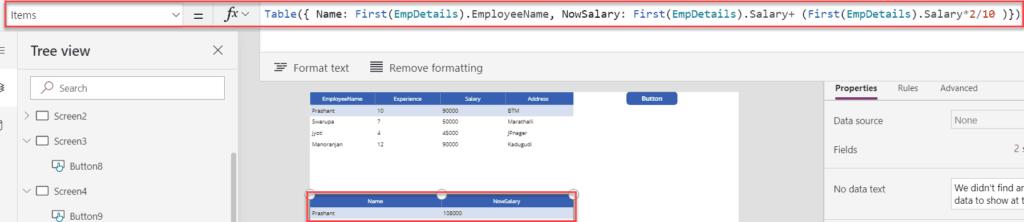 powerapps filter table data