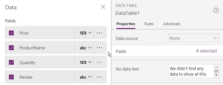 PowerApps Table() function