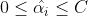 0\\leq\\hat{\\alpha_i}\\leq C\\\\