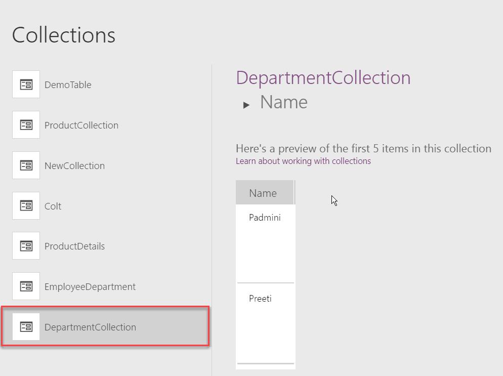 create a nested table in PowerApps