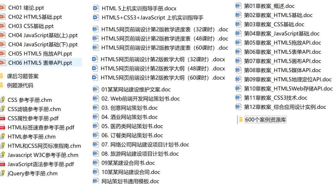 HTML前端设计教与学（32/48/60学时教学大纲+视频）