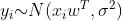 {y_i}{\\sim}N({x_i}{w^T},{\\sigma^2})