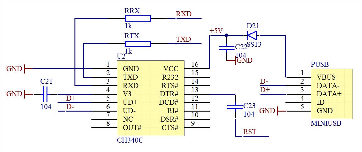 ▲ 图2-7 原理图中将RX,TX绘制错误