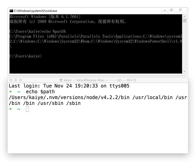 Windows CMD 与 Mac Terminal 下打印系统 path 变量