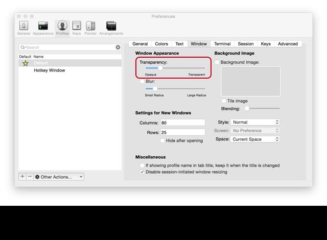 iTerm2 窗口透明度设置