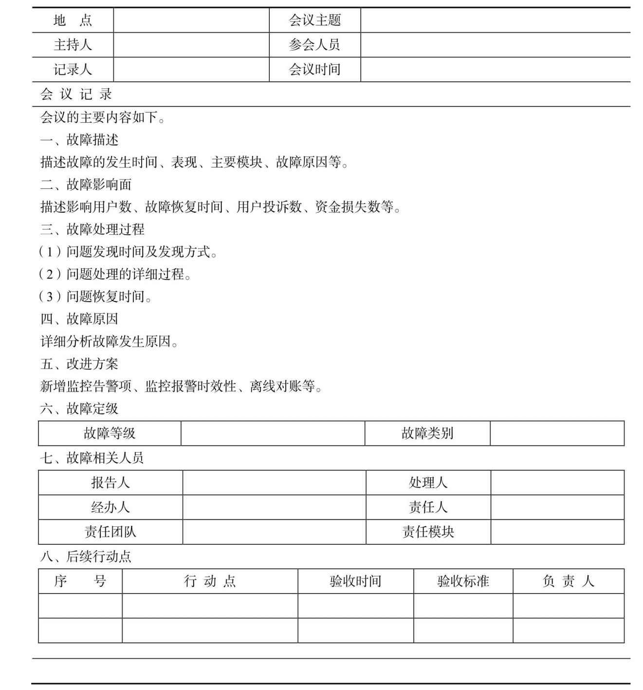 程序员架构修炼：踩过的坑和经验总结、故障复盘流程及模板表6.2