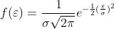 f(\\varepsilon) =\\frac{1}{\\sigma \\sqrt{2\\pi }}e^{-\\frac{1}{2}(\\frac{\\varepsilon }{\\sigma })^{2}}