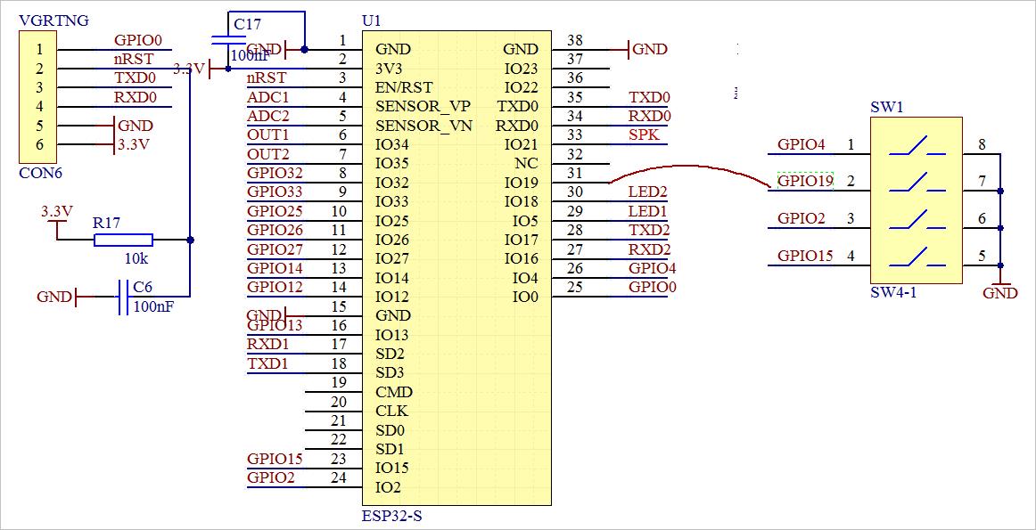 ▲ 图1.2 将SW1中的TXD2修改为GPIO19